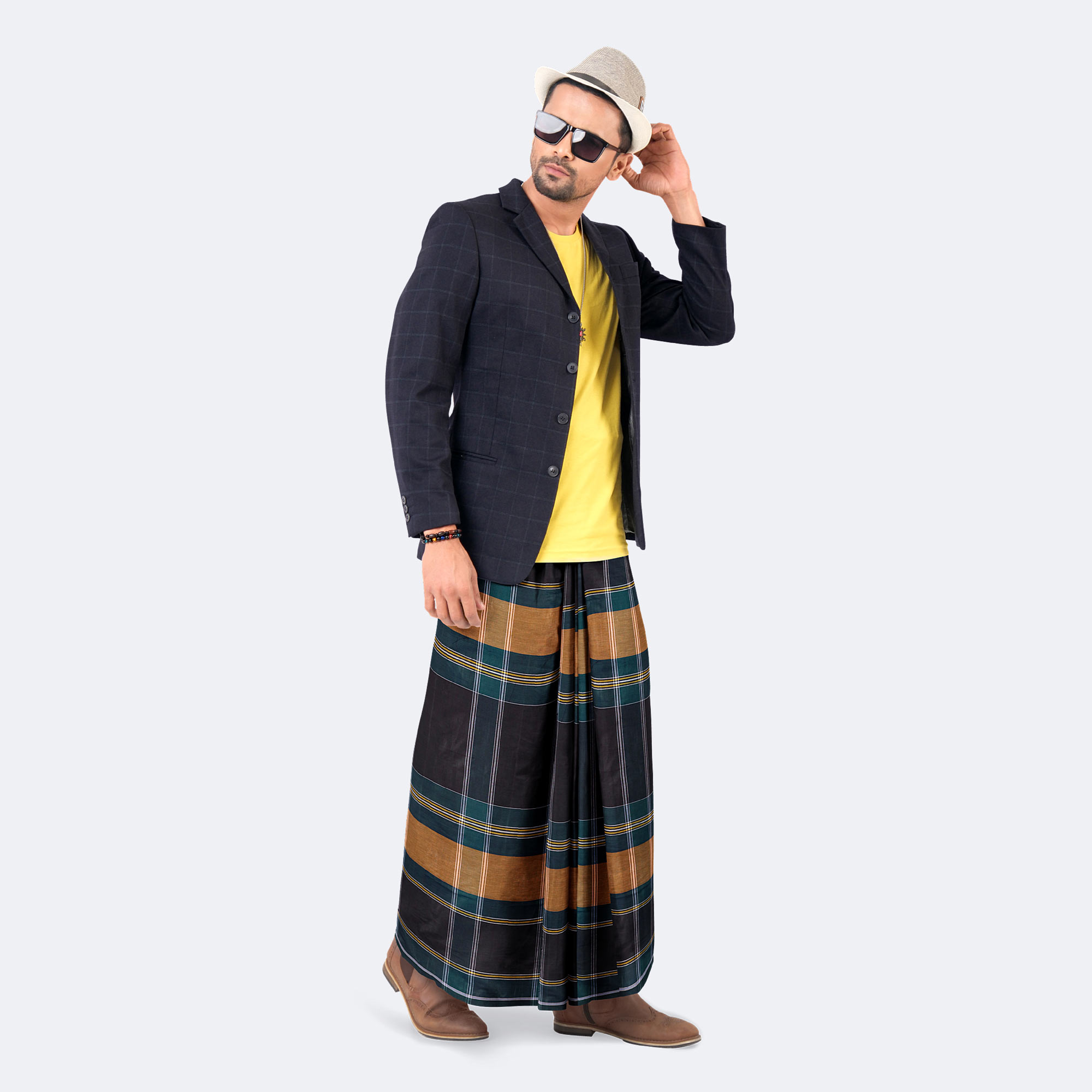 remium Multicolor Stripe & Check Lungi for Men - High Choice